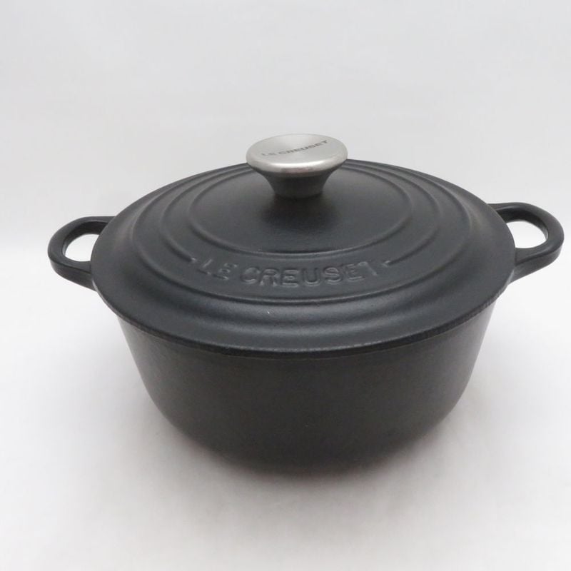 Le Creuset ルクルーゼ ココット・ボンド 両手鍋 20cm ホーロー 調理器具 マットブラック SD238S1 【中古】