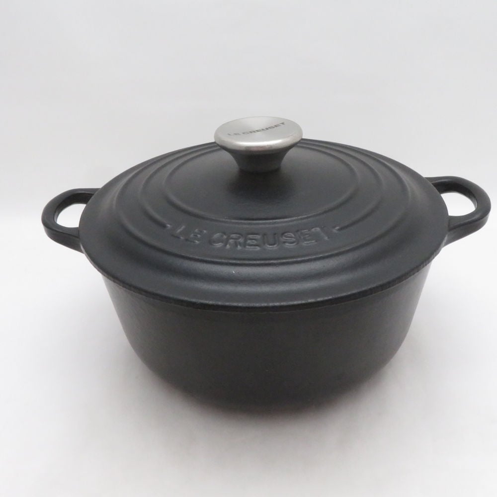 Le Creuset ルクルーゼ ココット・ボンド 両手鍋 20cm ホーロー 調理器具 マットブラック SD238S1 【中古】