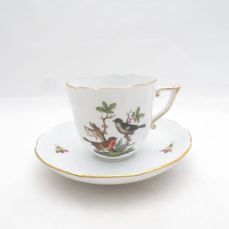 美品 Herend ヘレンド RO ロスチャイルドバード コーヒーカップ＆ソーサー 珈琲 SO4125H2 【中古】