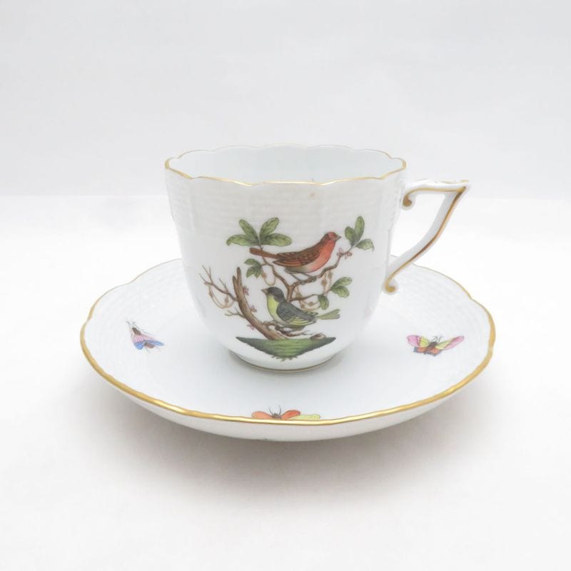 美品 Herend ヘレンド RO ロスチャイルドバード コーヒーカップ＆ソーサー 珈琲 SO4126H2 【中古】