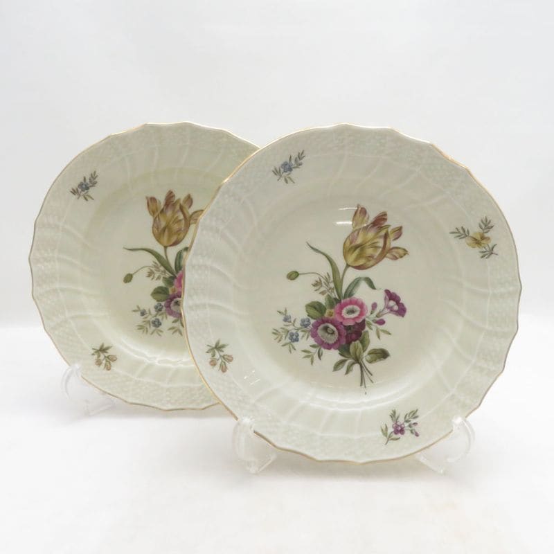 美品 ROYAL COPENHAGEN ロイヤルコペンハーゲン フリセンボー 中皿 2枚 ペア ディープ 20cmプレート 花柄 SO4200L1 【中古】