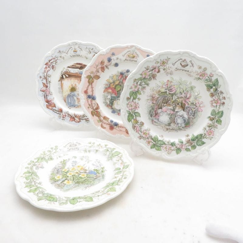 難有 ROYAL DOULTON ロイヤルドルトン ブランベリーヘッジ スプリング サマー オータム ウィンター 中皿 4枚 セット 四季 20cmプレート ケーキ パン SM5556H2 【中古】