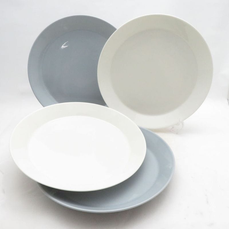 美品 iittala イッタラ ティーマ 大皿 4枚 セット ホワイト グレー 26cmプレート 北欧 SO4221H2 【中古】