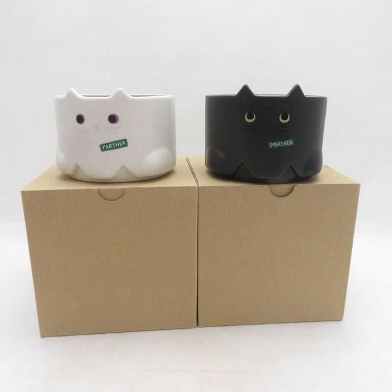 未使用 STARBUCKS スターバックス ハロウィン 2020 スタッキングマグ ホワイトキャット ブラックキャット マグカップ 2点 セット 237ml スタバ SM5709Q1 【中古】
