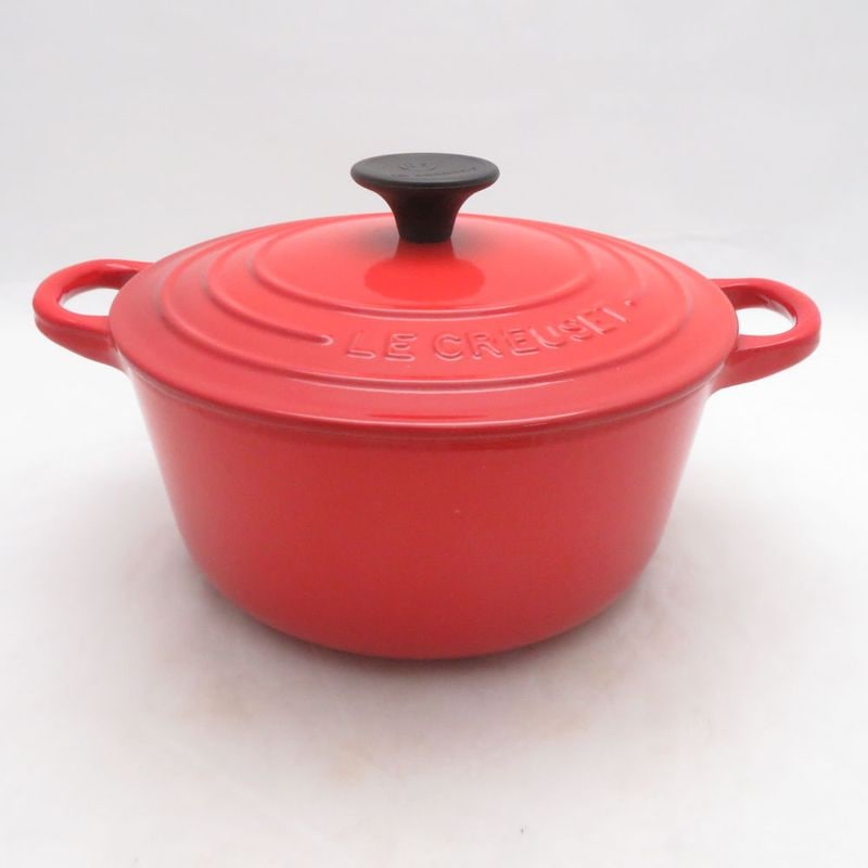 美品 Le Creuset ルクルーゼ ココット ロンド 両手鍋 18cm ほうろう