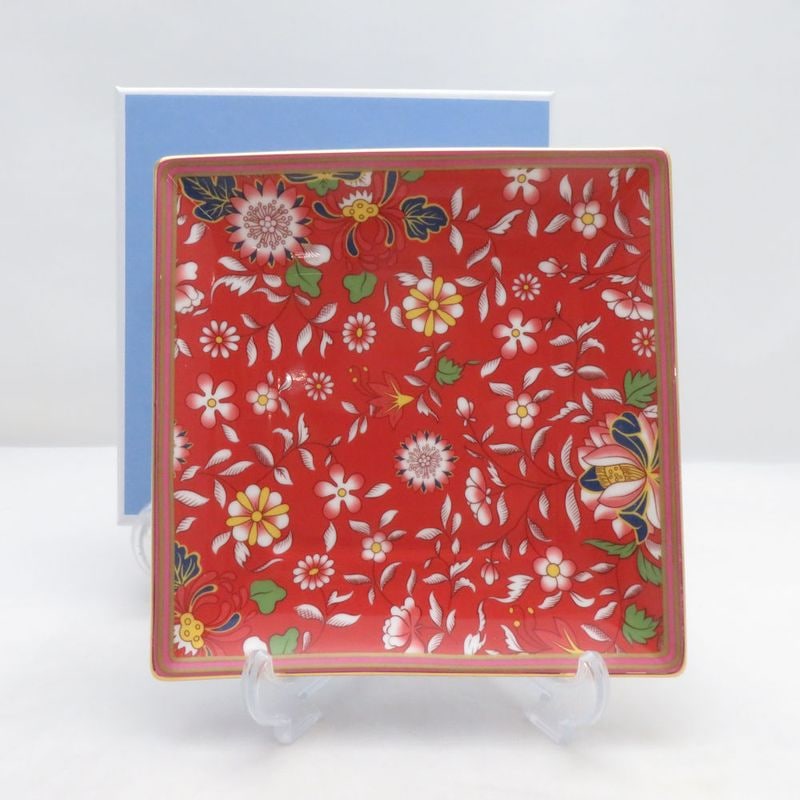 美品 WEDGWOOD ウェッジウッド ワンダーラスト クリムゾンジュエル スクエアトレイ 角皿 花柄 SO4103K1 【中古】