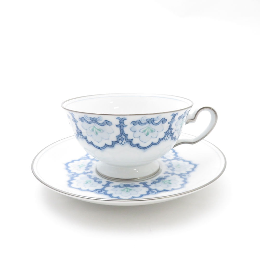 美品 OKURA 大倉陶園 呉須正倉院 カップ＆ソーサー ティー コーヒー ST168B1 【中古】