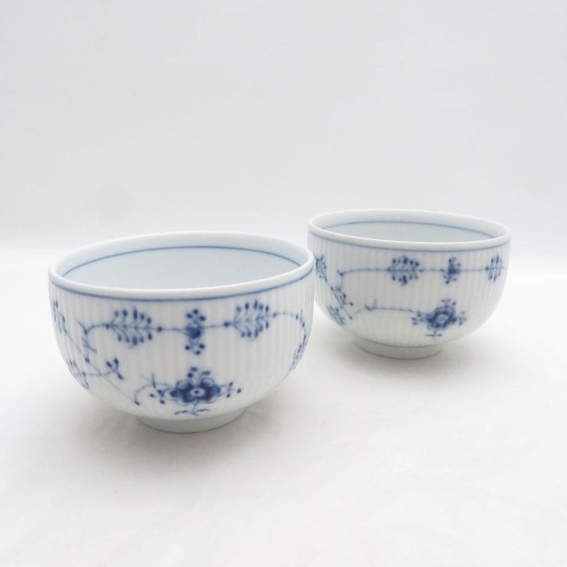 美品 ROYAL COPENHAGEN ロイヤルコペンハーゲン ブルーフルーテッドプレイン ジャパニーズカップ 2客 ペア 湯呑 SO4110K1 【中古】