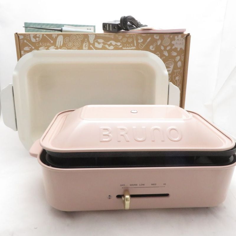 未使用 BRUNO ブルーノ BOE021 コンパクトホットプレート ピンクベージュ セラミックコート鍋付 SO4320Z 【中古】