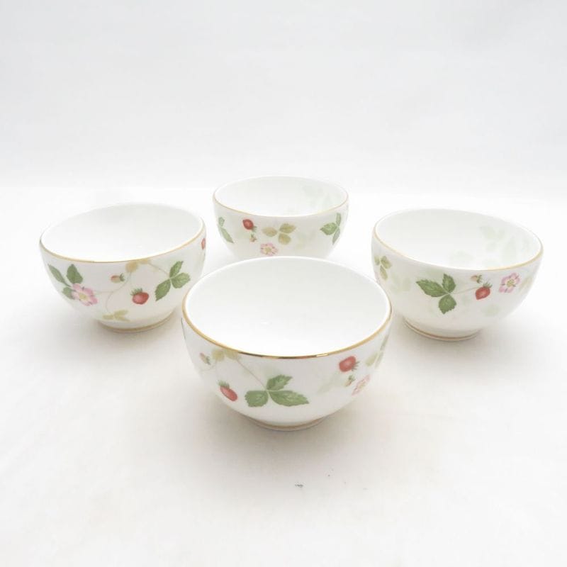 美品 WEDGWOOD ウェッジウッド ワイルドストロベリー ジャパニーズカップ 4点 セット 湯呑 ゆのみ SM5798K1 【中古】