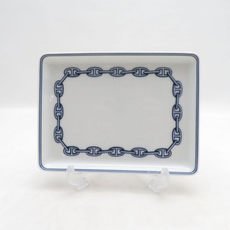 美品 HERMES エルメス シェーヌダンクル スクエアプレート 16cmプレート 長方形 SM5714D1 【中古】