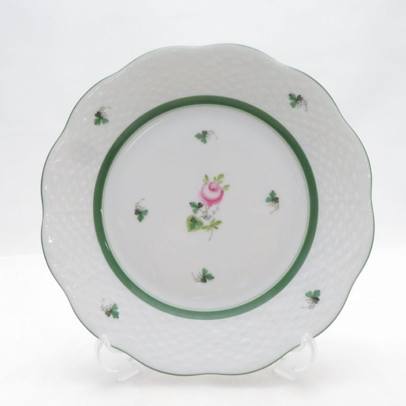 美品 Herend ヘレンド VRH ウィーンの薔薇 中皿 19cmプレート ケーキ バラ SO4276D1 【中古】