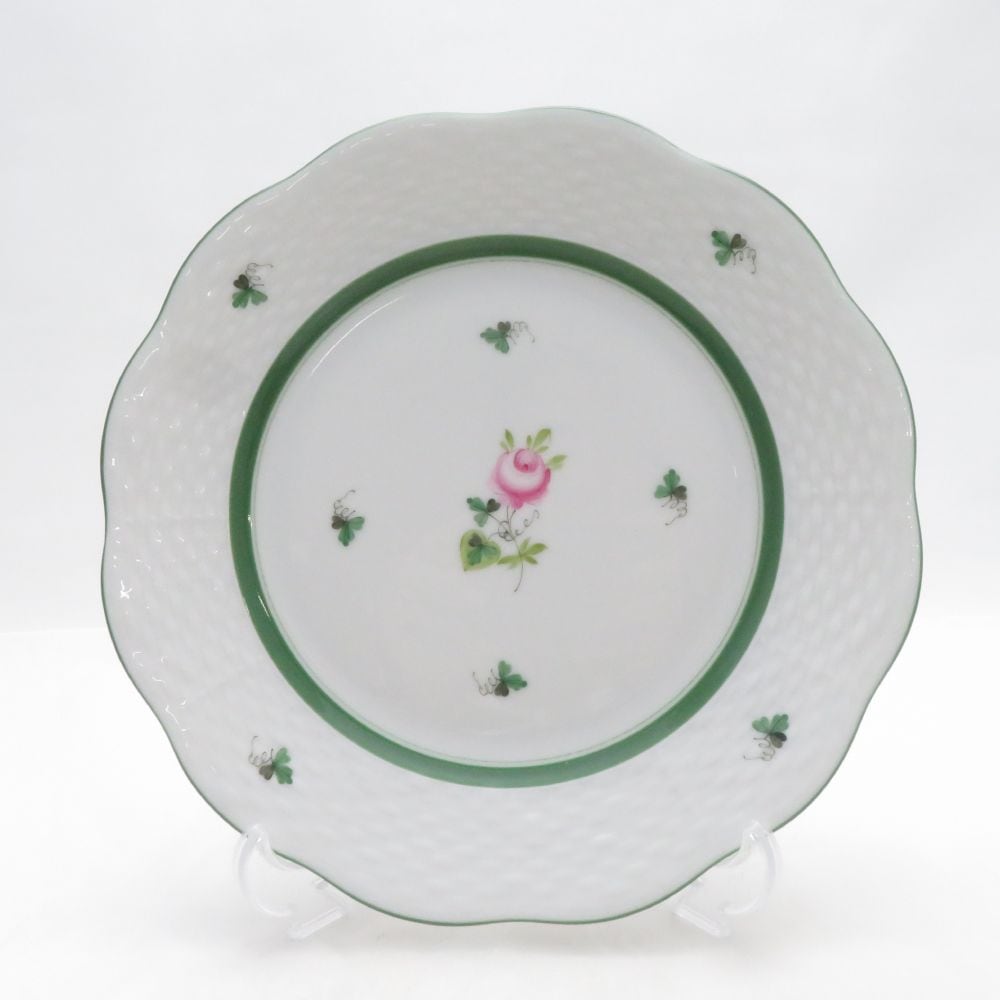 美品 Herend ヘレンド VRH ウィーンの薔薇 中皿 19cmプレート ケーキ バラ SO4276D1 【中古】
