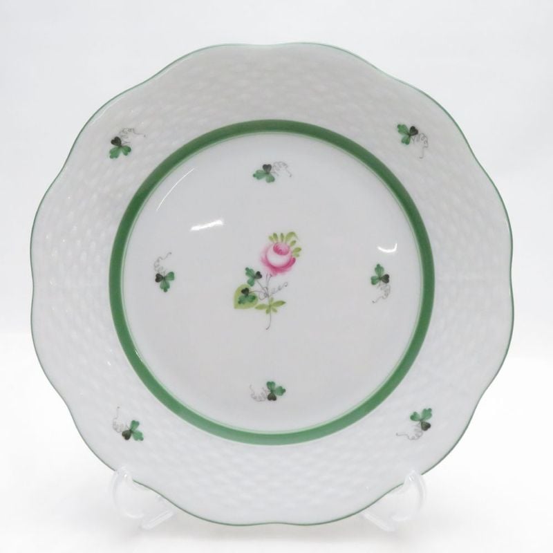 美品 Herend ヘレンド VRH ウィーンの薔薇 中皿 19cmプレート ケーキ バラ SO4277D1 【中古】