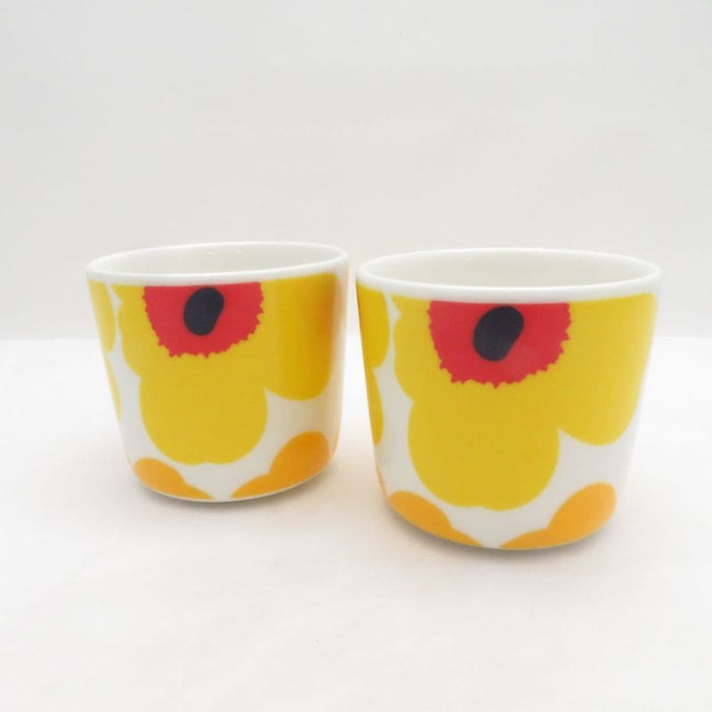 美品 marimekko マリメッコ ウニッコ 50周年記念 ラテマグ 2点 ペア 北欧 カップ コップ SM5866J2 【中古】