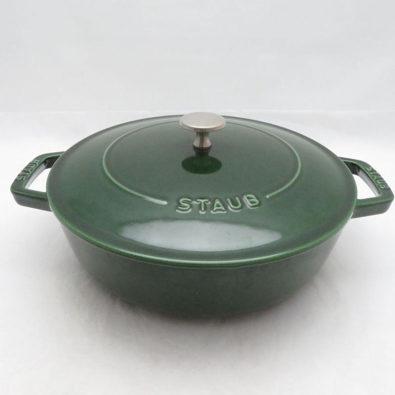 美品 STAUB ストウブ ブレイザーソテーパン 両手鍋 24cm システラ バジルグリーン SO4444Z 【中古】