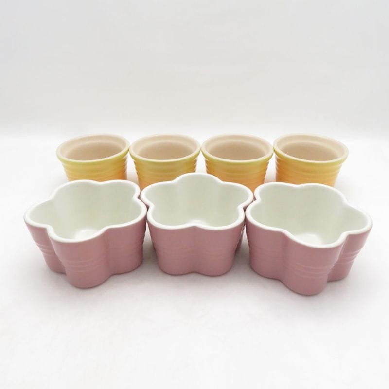 Le Creuset ルクルーゼ ラムカンS ラムカンダムール ココット 7点 セット フラワー イエロー ピンク SO4496A3 【中古】