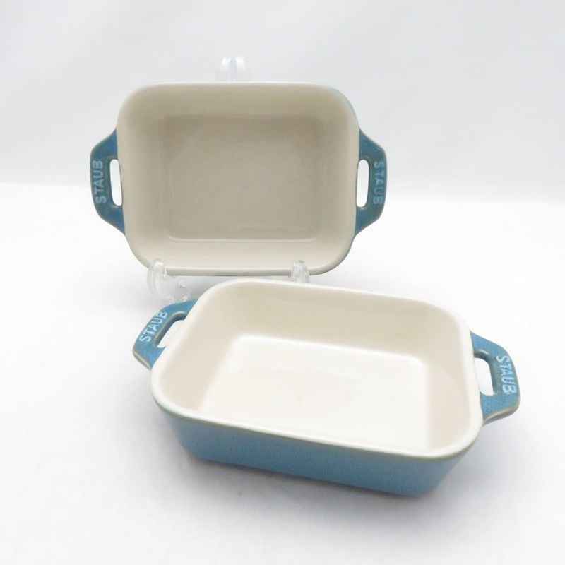 STAUB ストウブ セラミック レクタンギュラーディッシュ 2枚 セット SM5928C2 【中古】