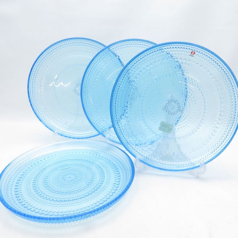 未使用 iittala イッタラ カステヘルミ 中皿 4枚 セット 24cm ライトブルー 北欧 ガラス SM5908G1 【中古】