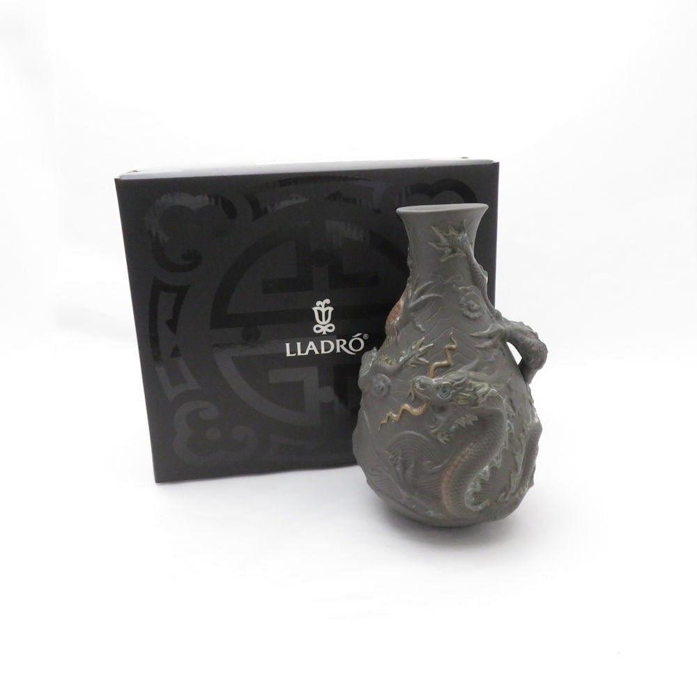 美品 LLADRO リヤドロ 1012496 ドラゴンベース ペインターサイン入 一輪挿し 花瓶 竜 彫刻 置物 オブジェ インテリア SU8219R 【中古】