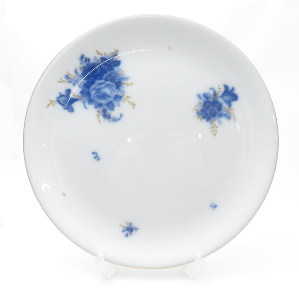 美品 OKURA 大倉陶園 ブルーローズ 大皿 30cmプレート パーティー 金彩 SY10359U 【中古】