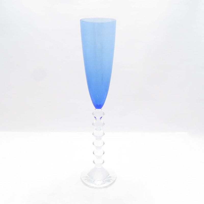 美品 Baccarat バカラ ベガ フォルテッシモ シャンパングラス H29cm シャンパンフルート ライトブルー SO4362V2 【中古】