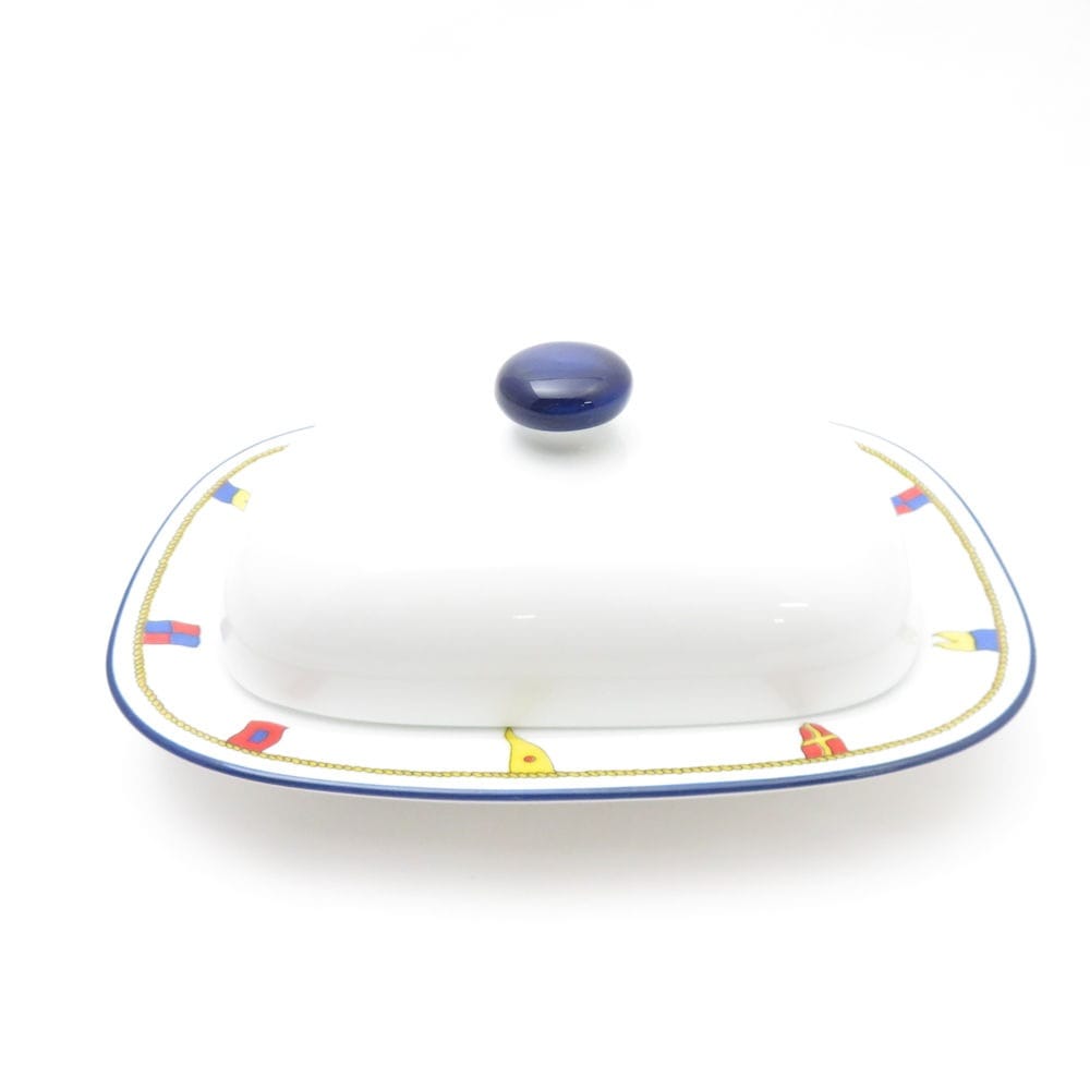 美品 Richard Ginori リチャードジノリ クリッパー バターケース 蓋付き SY10507G 【中古】