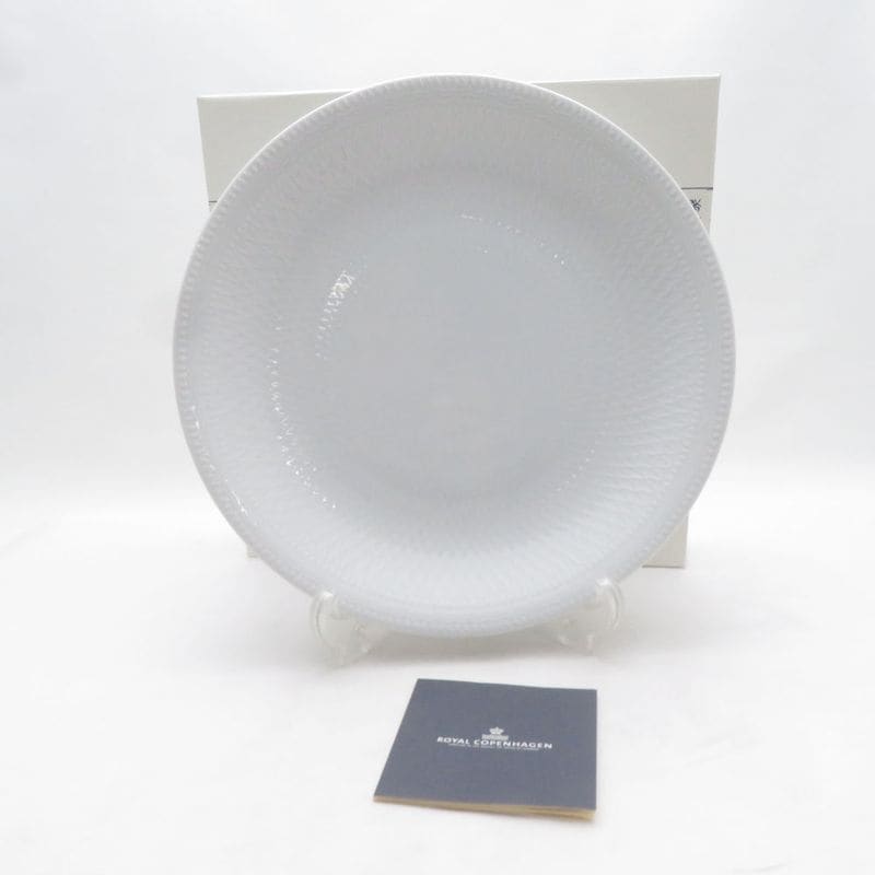 未使用 ROYAL COPENHAGEN ロイヤルコペンハーゲン ホワイトパルメッテ 大皿 26cmプレート ディナー SM6003K2 【中古】
