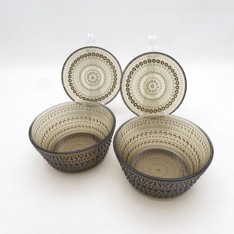 美品 iittala イッタラ カステヘルミ 小皿 ボウル 4点 セット 10cmプレート ガラス 北欧 SM5969A2 【中古】
