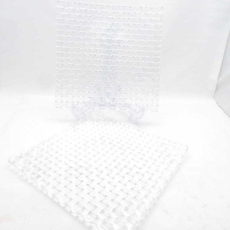 美品 Nachtmann ナハトマン ボサノバ スクエアプレート 2枚 ペア 27cmプレート ガラス 大皿 SM6059D2 【中古】