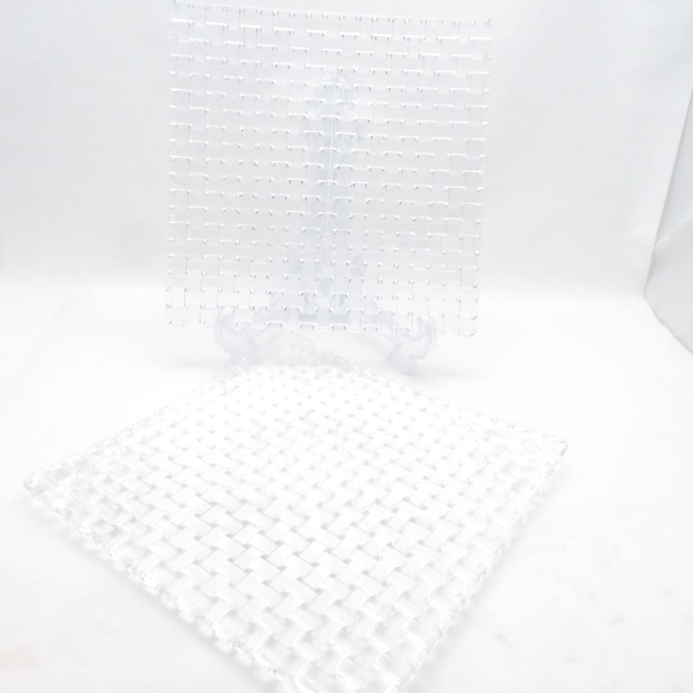 美品 Nachtmann ナハトマン ボサノバ スクエアプレート 2枚 ペア 27cmプレート ガラス 大皿 SM6059D2 【中古】