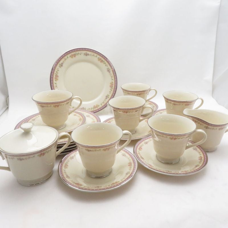 LENOX レノックス アメジスト カップソーサー シュガー＆クリーマー 中皿 14点 セット 20cmプレート ケーキ ミルク SO4587H2 【中古】