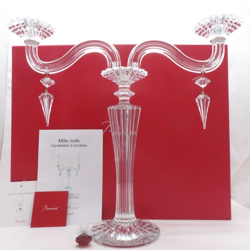 未使用 Baccarat バカラ ミルニュイ キャンドルスタンド 2L 2灯 クリスタル SM6055Z 【中古】
