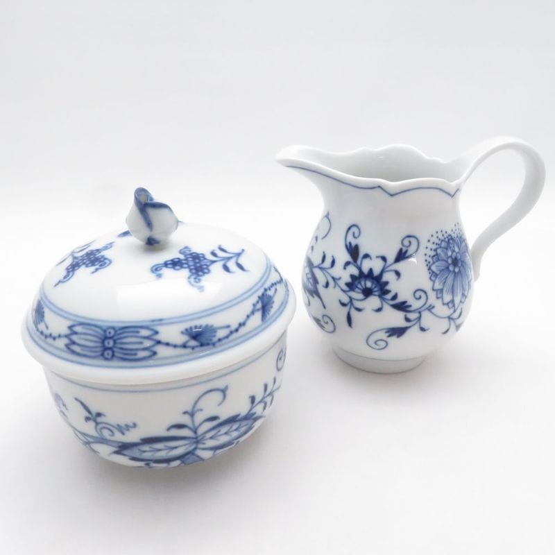 美品 MEISSEN マイセン ブルーオニオン シュガーポット＆クリーマー 2点 セット 砂糖 ミルク ピッチャー SM5991V1 【中古】