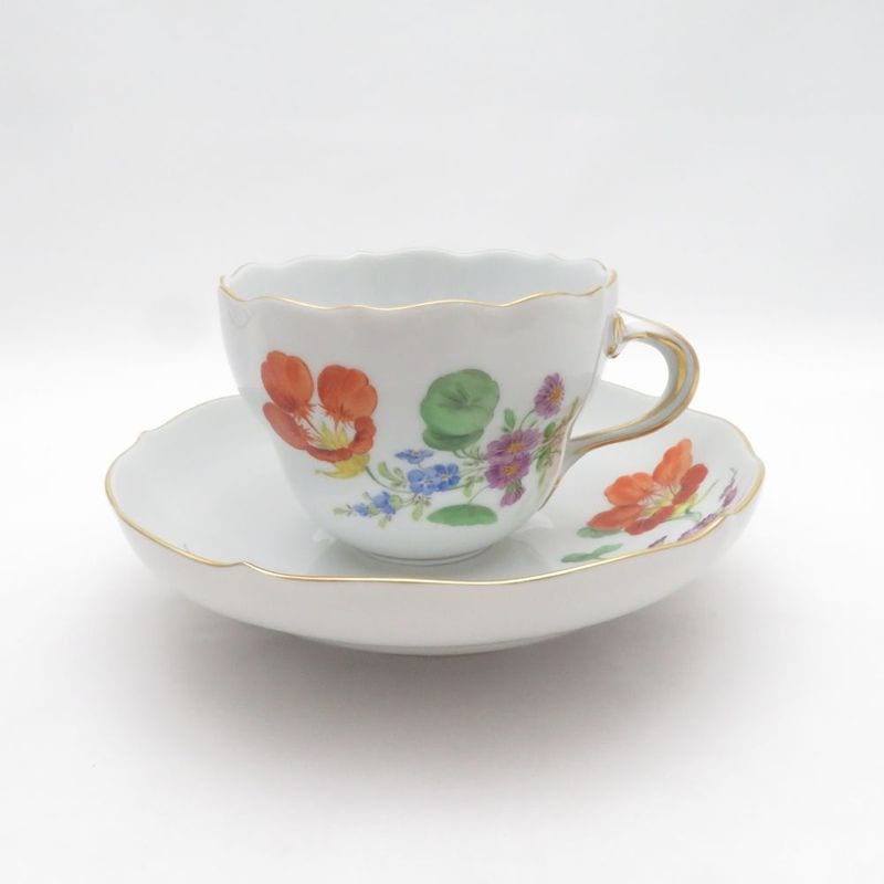 美品 MEISSEN マイセン ベーシックフラワー ブーケ 三つ花 カップ＆ソーサー SM5994V1 【中古】