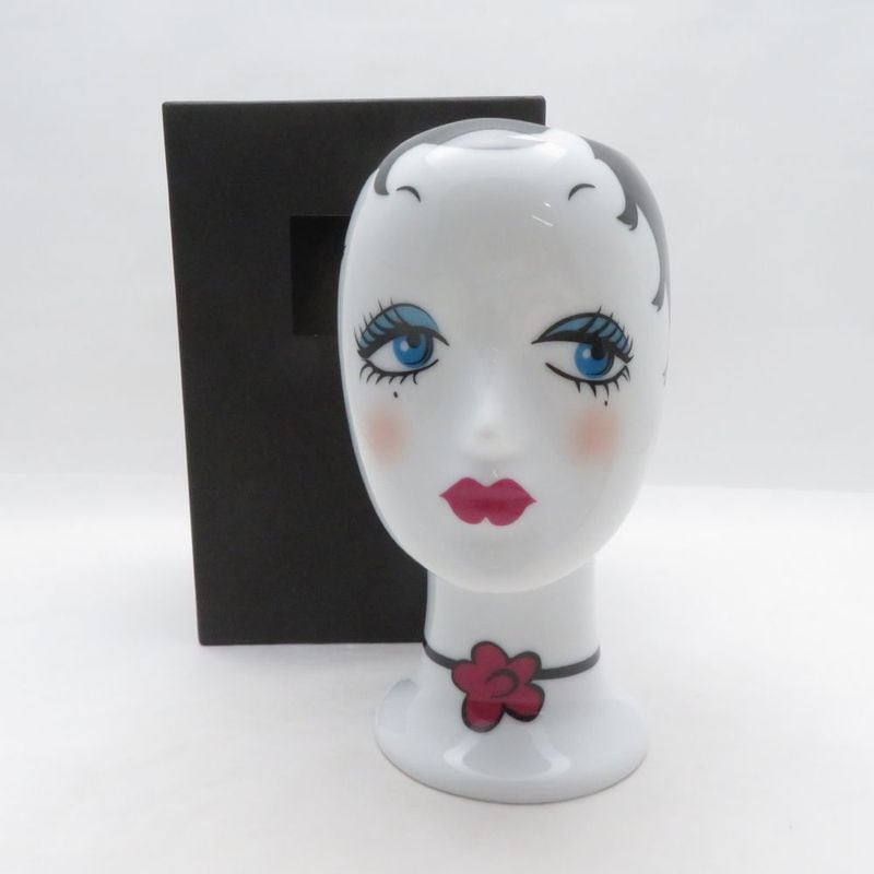 美品 ANNASUI アナスイ ドールヘッド マルチカップ 花瓶 ペン立て オブジェ SD247S2 【中古】