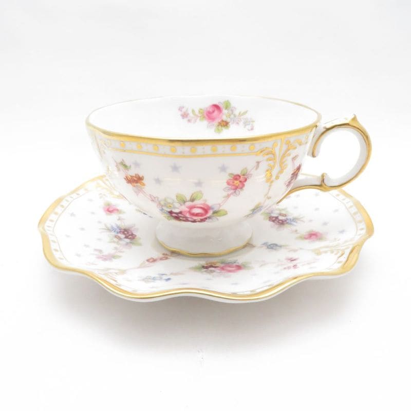 Royal Crown Derby ロイヤルクラウンダービー ロイヤルアントワネット カップ＆ソーサー 花柄 金彩 フラワー SM6120C1 【中古】