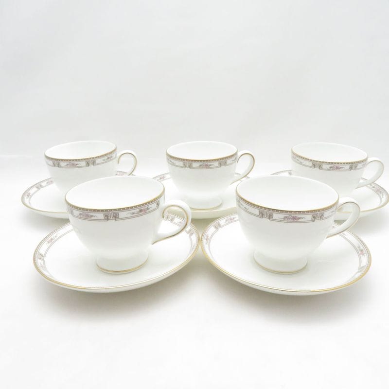 美品 WEDGWOOD ウェッジウッド コルチェスター カップ＆ソーサー 5客 セット コーヒー ティー リー SO4558X2 【中古】