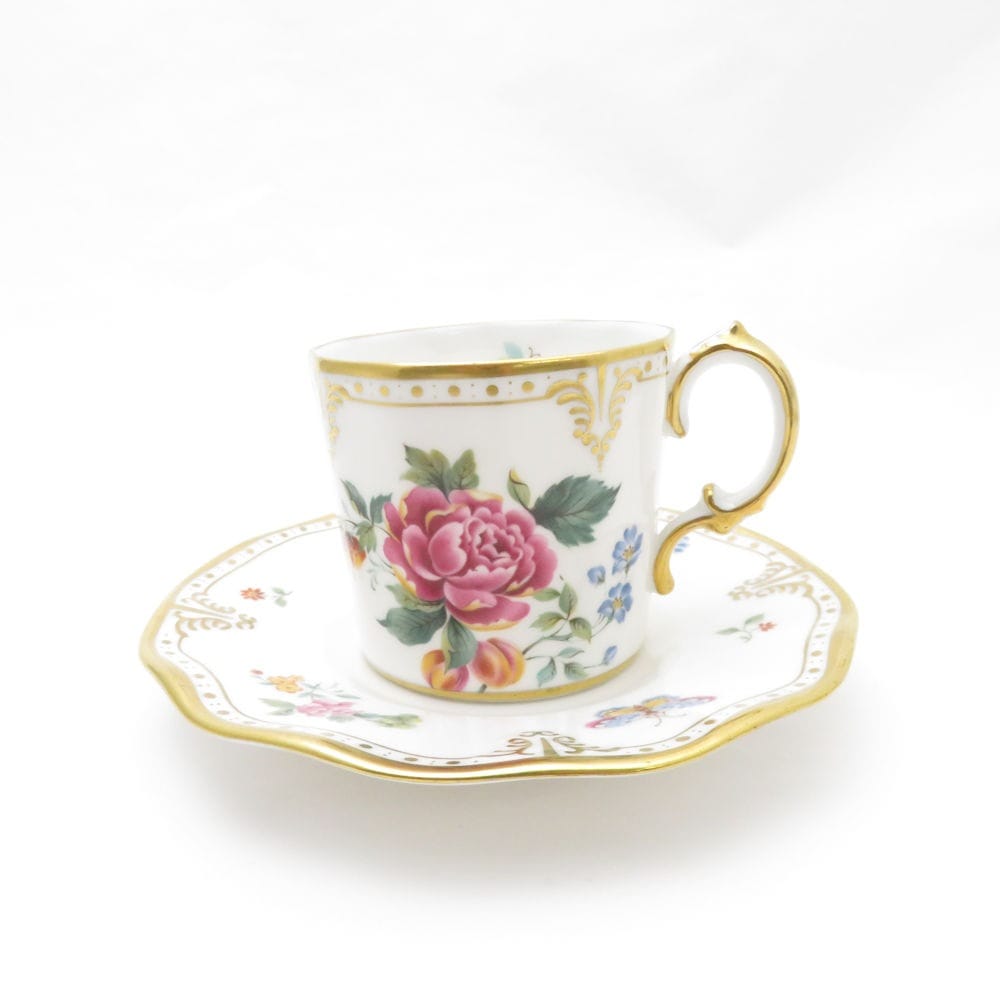 美品 Royal Crown Derby ロイヤルクラウンダービー Derby Days コーヒーカップ＆ソーサー SY10460J 【中古】