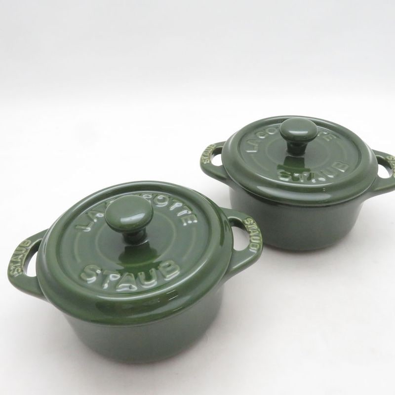 STAUB ストウブ ココット 2点 ペア セラミック SM6174G1 【中古】
