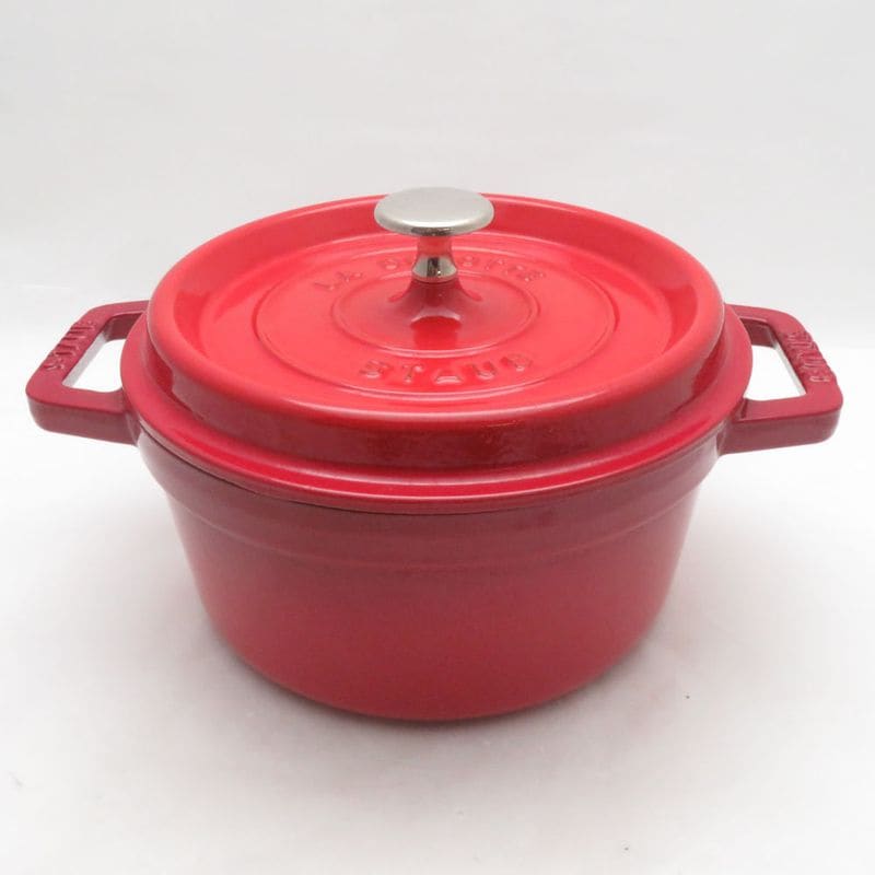 美品 STAUB ストウブ ピコ ココットラウンド 両手鍋 20cm ホーロー SO4693J1 【中古】