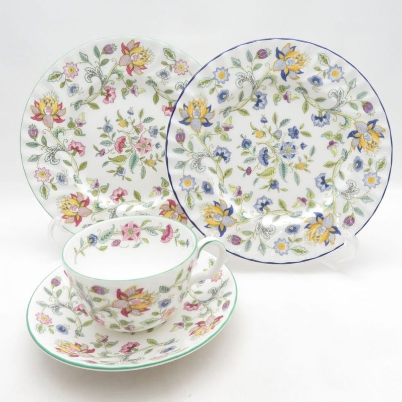 MINTON ミントン ハドンホール ハドンホールブルー カップ＆ソーサー 中皿 3点 セット 20cmプレート SM6107A2 【中古】