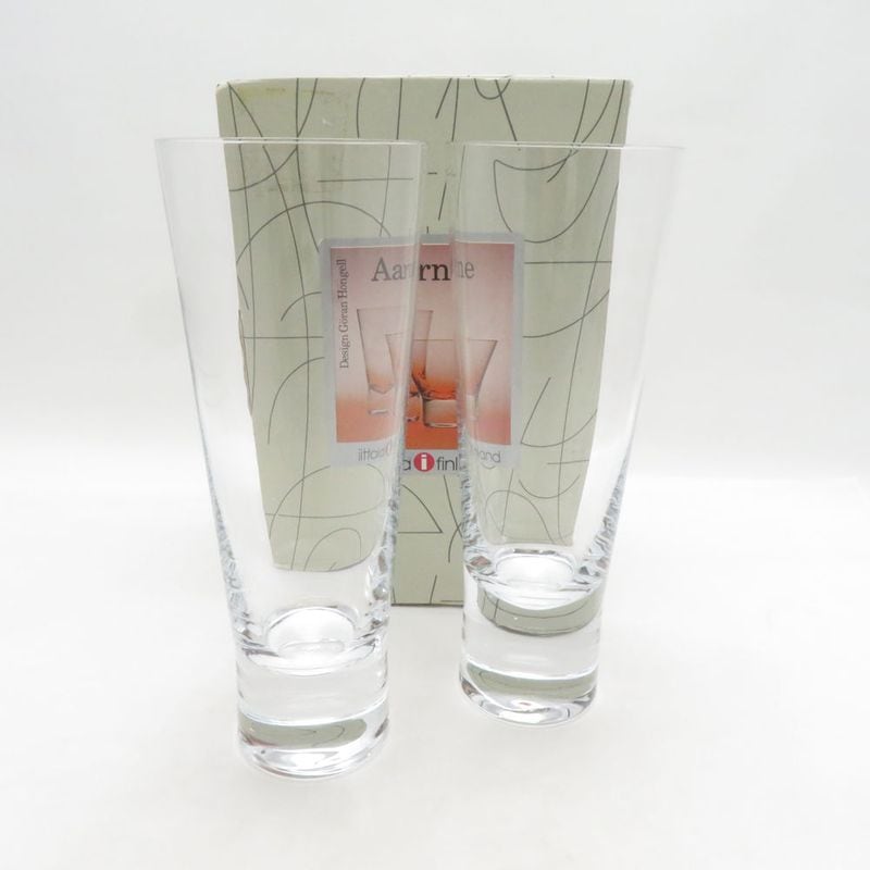 美品 iittala イッタラ アールネ ビアグラス 2客 ペア ピルスナー H19cm 北欧 SO4766D2 【中古】