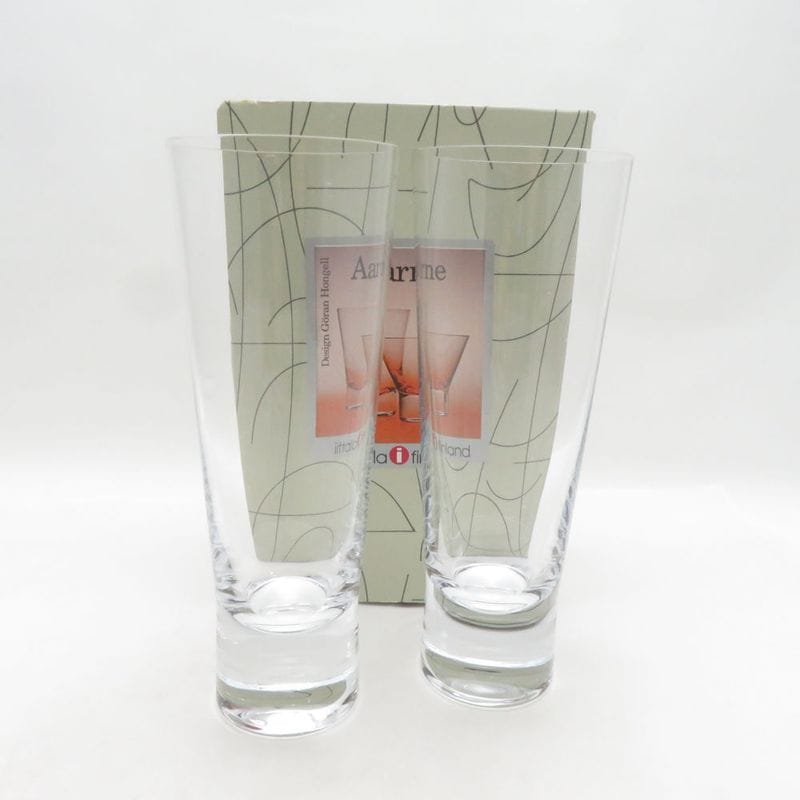 美品 iittala イッタラ アールネ ビアグラス 2客 ペア ピルスナー H19cm 北欧 SO4767D2 【中古】