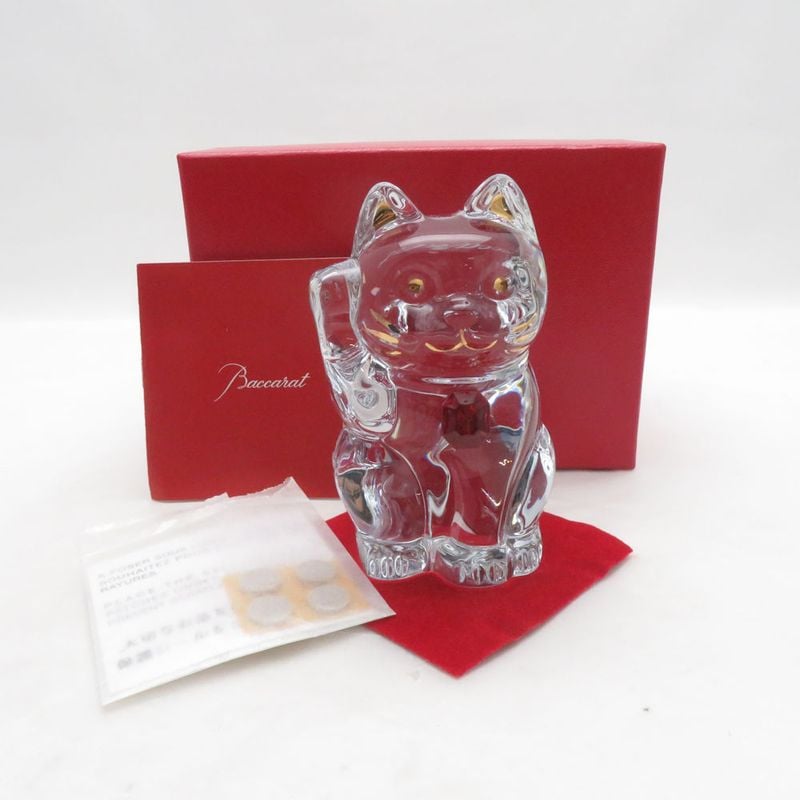 美品 Baccarat バカラ レッドオクトゴン まねき猫 クリスタル ラッキーキャット SY13728Q1 【中古】