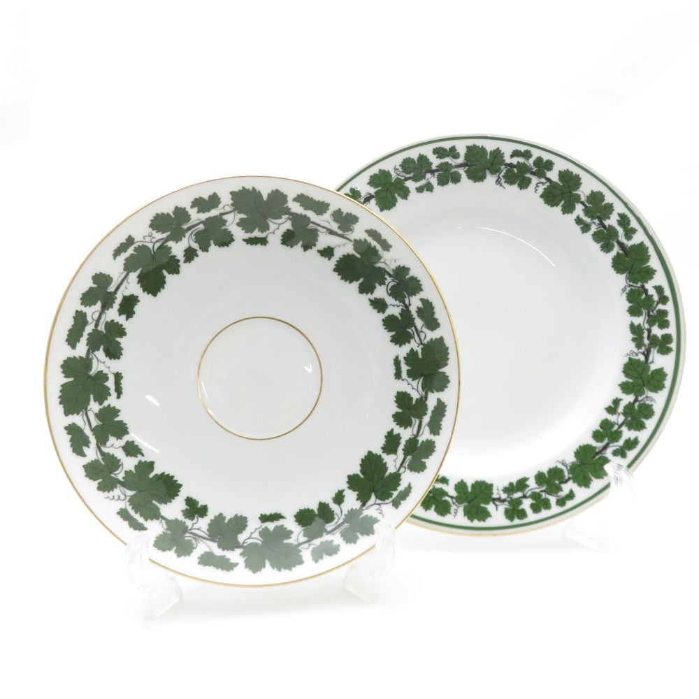 美品 MEISSEN マイセン ワインリーフ ソーサーのみ&中皿 2枚 セット 18cmプレート ティー コーヒー SU8442F 【中古】