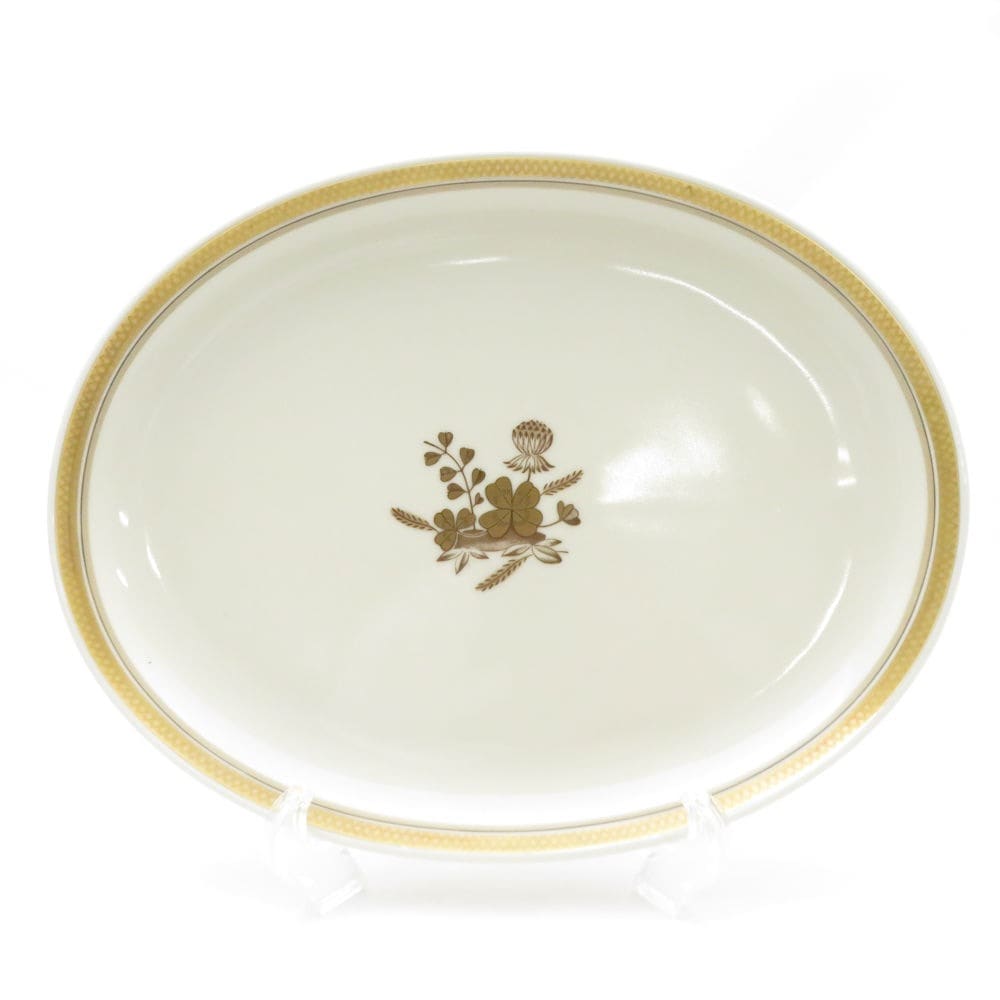 美品 ROYAL COPENHAGEN ロイヤルコペンハーゲン ゴールデンクローバー オーバル皿 27cmプレート 楕円 ディナー トレイ SU8461F 【中古】