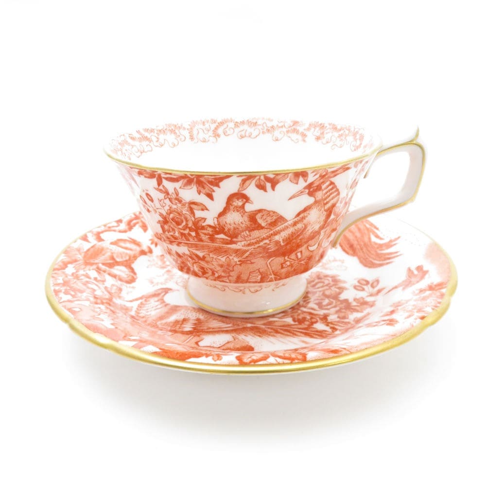 美品 Royal Crown Derby ロイヤルクラウンダービー Red Aves エイビスレッド ティーカップ＆ソーサー レア 希少 SY10642P 【中古】