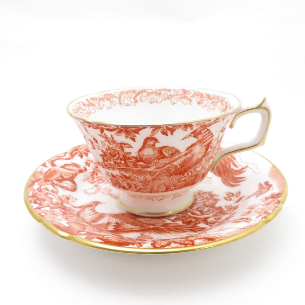 美品 Royal Crown Derby ロイヤルクラウンダービー Red Aves エイビスレッド ティーカップ＆ソーサー レア 希少 SY10643P 【中古】