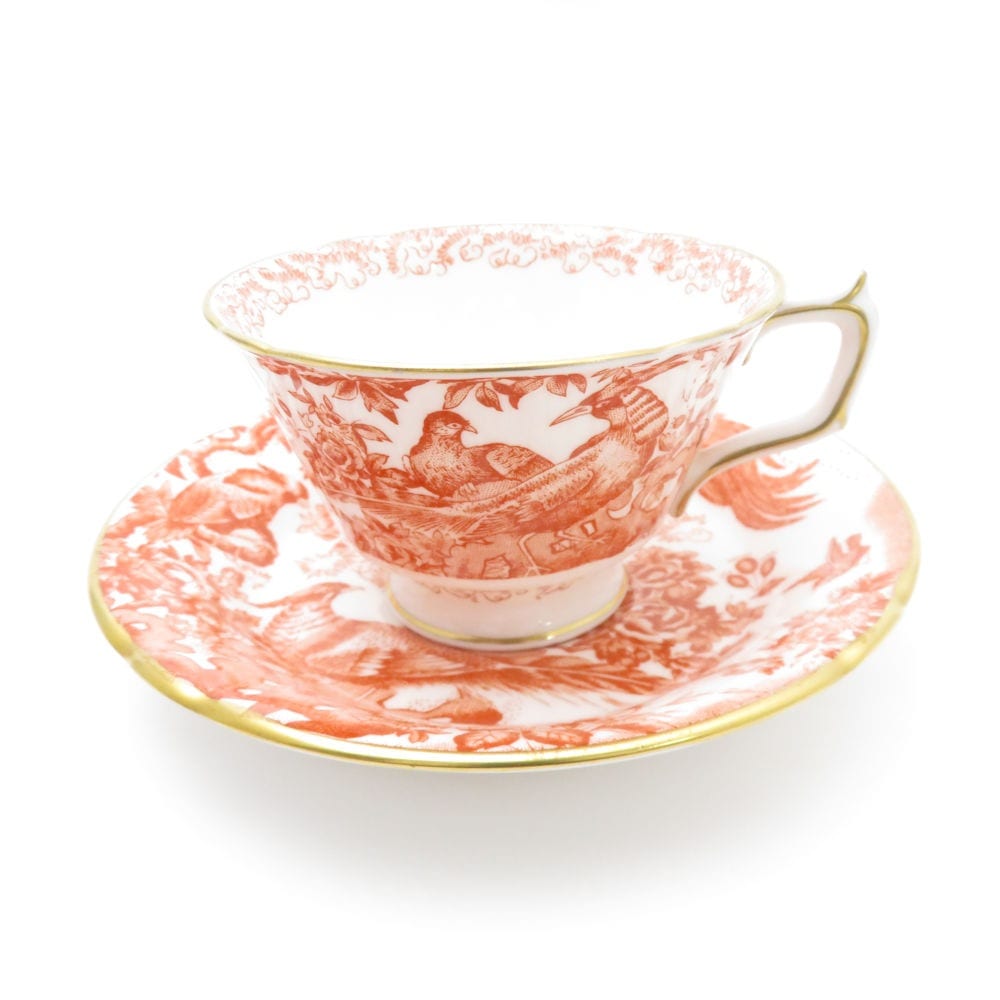 美品 Royal Crown Derby ロイヤルクラウンダービー Red Aves エイビスレッド ティーカップ＆ソーサー レア 希少 SY10644P 【中古】